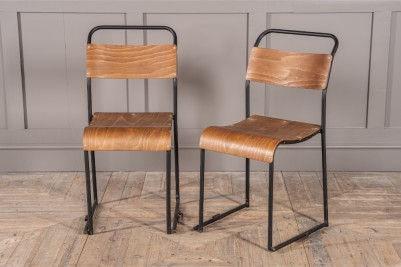 Vintage Stacking Chairs with Black Frame